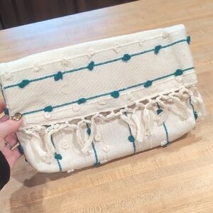 Elegant Cream and Teal Clutch